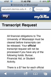 Mobile friendly Transcript Request service